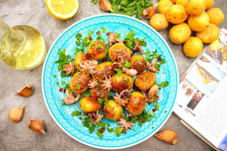 Pan-Fried Mini Octopuses with Potatoes