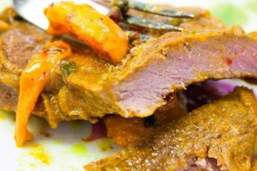 Spicy Beef Steak with Apricot Slices