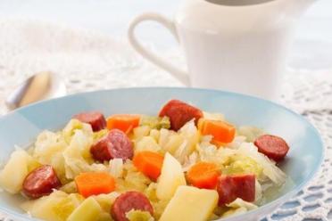 German Eintopf Soup with Sausages