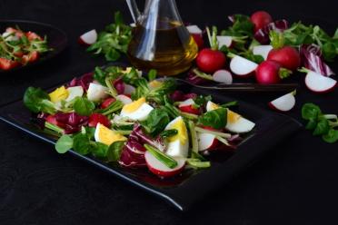 Colorful Spring Salad with Sweet Radishes and Wild Garlic