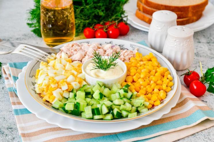 Festive Chicken Corn Cucumber Egg Salad
