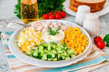 Festive Chicken Corn Cucumber Egg Salad