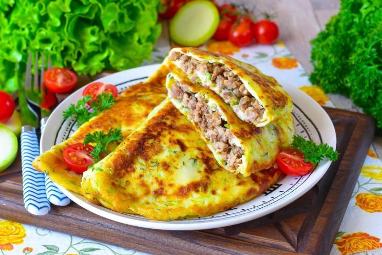 Zucchini Chebureks with Savory Minced Meat Filling