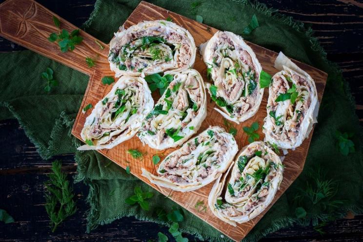 Lavash Roll with Mimosa Salad Filling