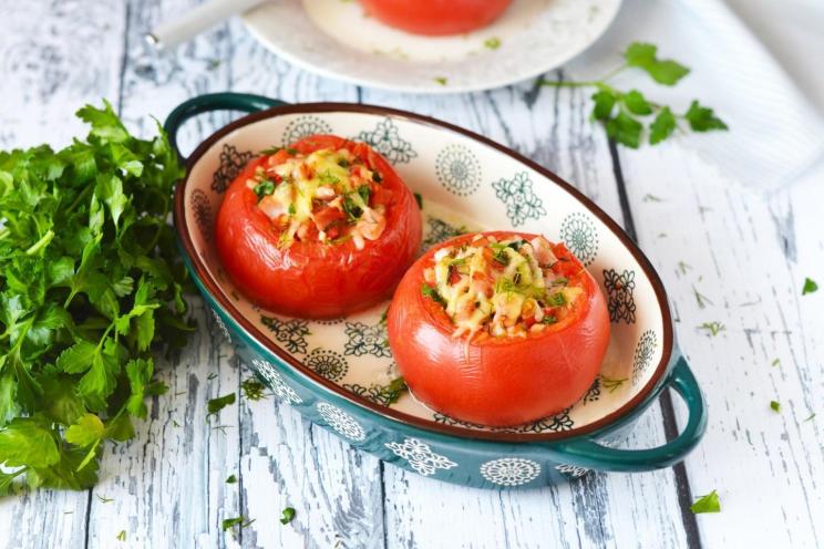 Cheesy Ham Stuffed Tomatoes