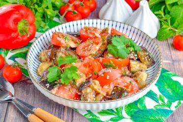 Eggplant and Cilantro Lazzat Salad