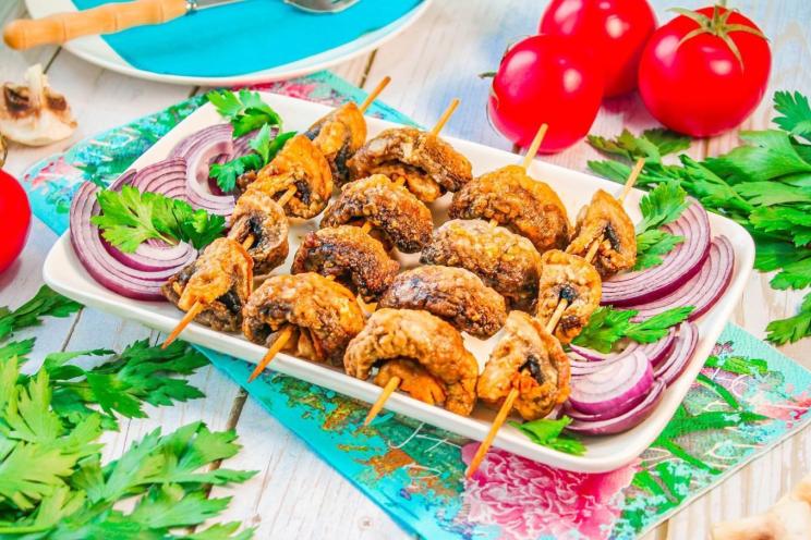 Oven-Baked Skewered Mushrooms