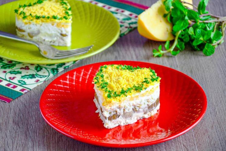Mushroom Chicken Egg and Cheese Holiday Salad