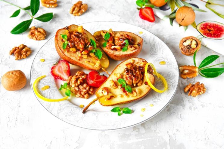 Honey-Nut Baked Pears