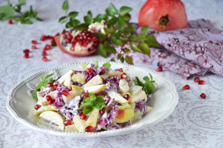 Purple Chinese Cabbage Fruit Salad with Apples and Pomegranates Purple Chinese Cabbage Fruit Salad with Apples and Pomegranates