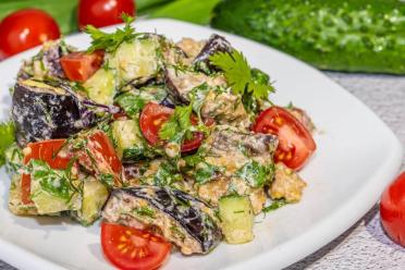 Garlic Tomato Eggplant Salad