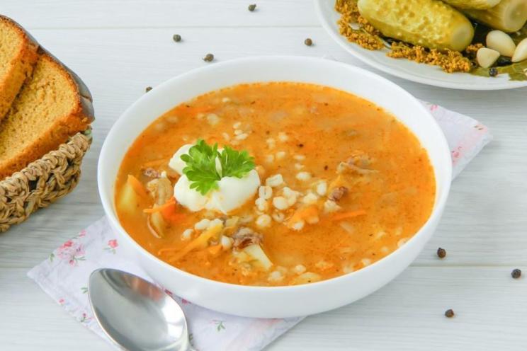 Hearty Rassolnik with Stewed Meat and Barley