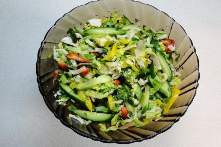 Quick and Colorful Squid and Cabbage Salad