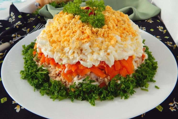 Layered Mimosa Salad with Red Fish Layered Mimosa Salad with Red Fish