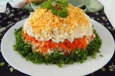 Layered Mimosa Salad with Red Fish