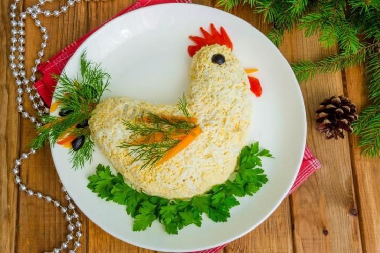 Chicken and Cheese Rooster Salad for New Year's Chicken and Cheese Rooster Salad for New Year's