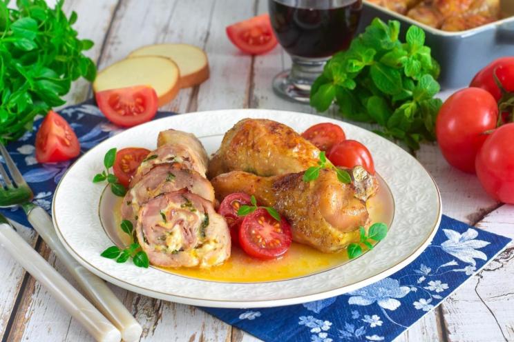 Stuffed Chicken Drumsticks with Mushrooms