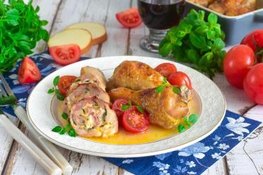 Stuffed Chicken Drumsticks with Mushrooms