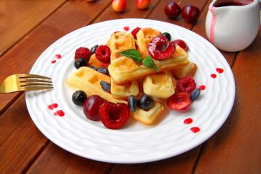 Fluffy Kefir Waffles in a Waffle Iron
