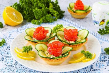 Holiday Tartlets with Red Fish and Cucumber