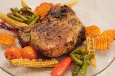 Bavarian-Style Pork Entrecotes with Grilled Veggies