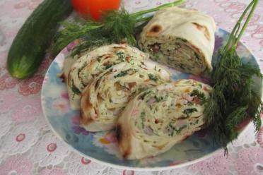 Homemade Lavash Roll with Cream Cheese Filling