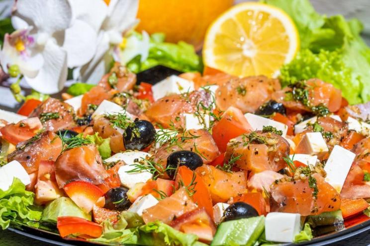 Greek Trout and Fetaxa Cheese Salad