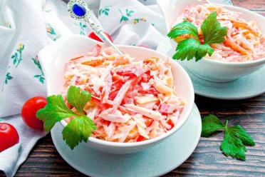 Colorful Crab Stick and Bell Pepper Salad