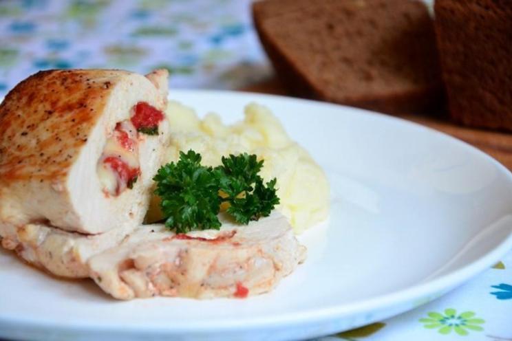 Baked Mozzarella-Stuffed Chicken with Tomatoes
