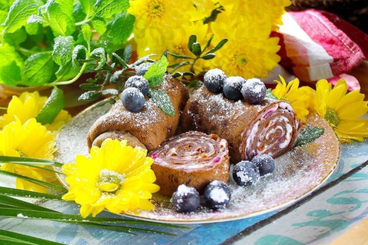 Cream-Filled Chocolate Pancake Rolls Cream-Filled Chocolate Pancake Rolls