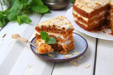 Moist Carrot Cake with Coconut Custard