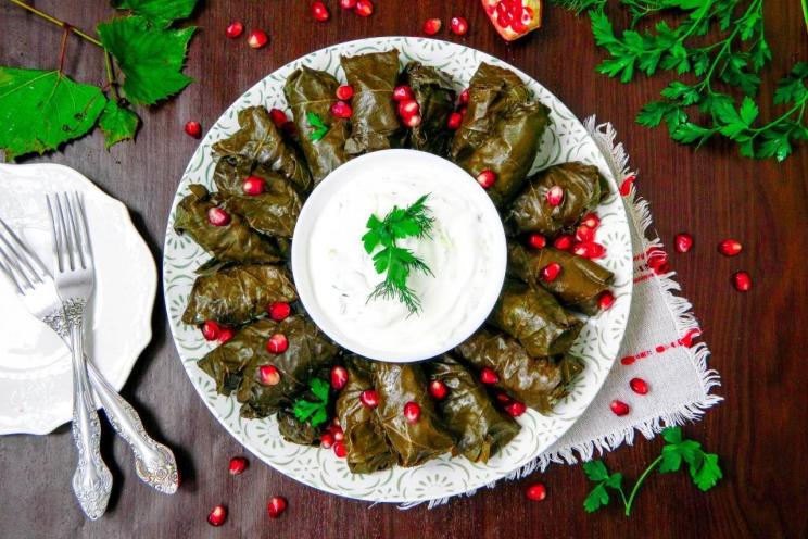 Classic Dolma with Minced Meat in Grape Leaves Classic Dolma with Minced Meat in Grape Leaves