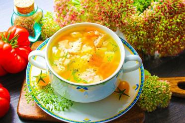 Savory Pike Fish Soup with Vegetables and Grains