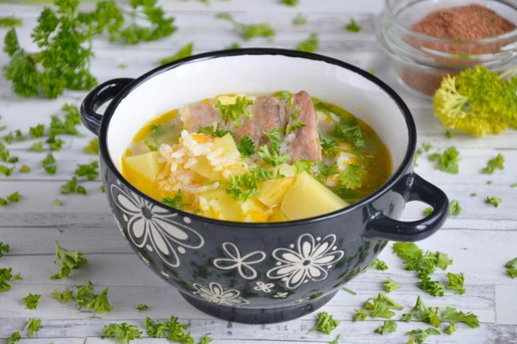 Slow Cooker Pork Rib and Rice Soup