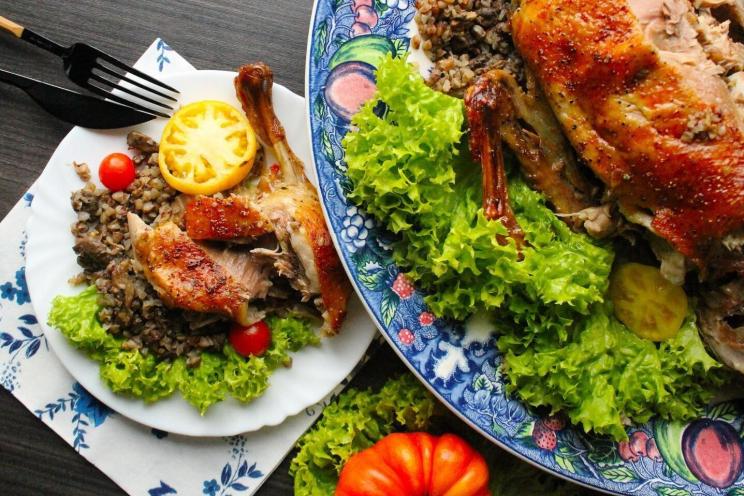 Baked Duck with Buckwheat Stuffing