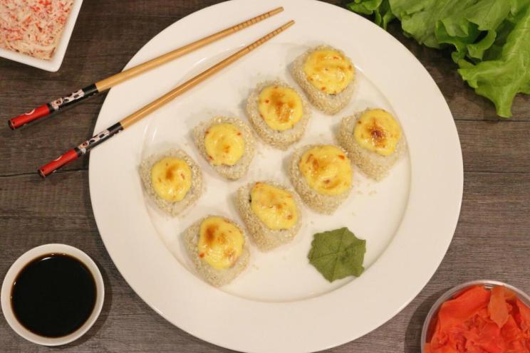 Baked Salmon and Crab Rolls with Cucumber