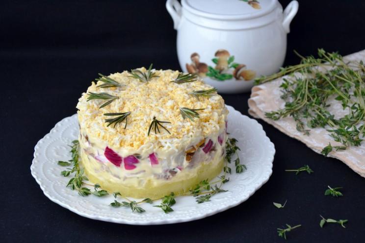 Festive Turkey and Mushroom Salad with Pickled Red Onions