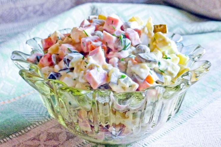 Classic Olivier Salad with Pickles and Sausage Classic Olivier Salad with Pickles and Sausage