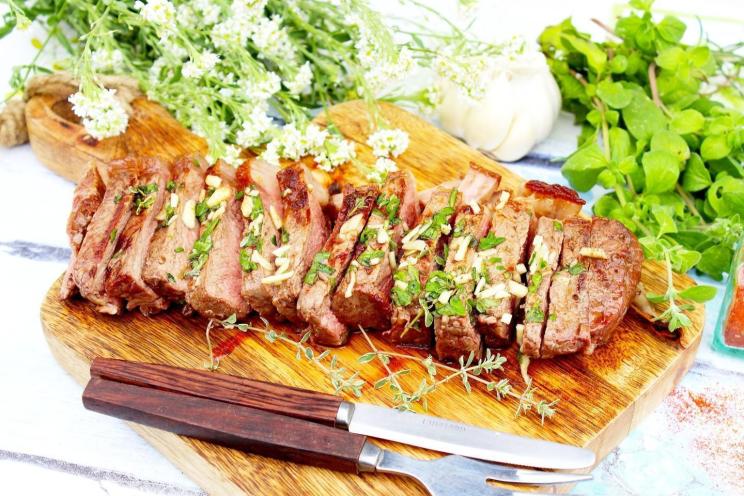 Grilled Beef Steak with Garlic and Herbs