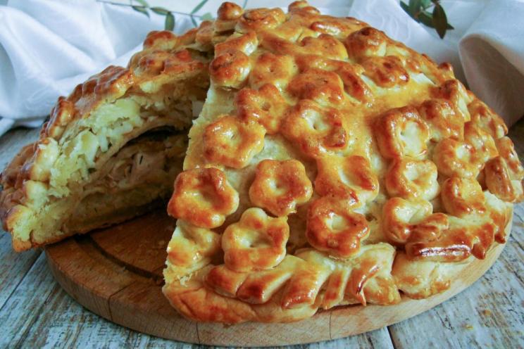 Classic Russian Kurnik: Chicken & Mushroom Pancake Pie Classic Russian Kurnik: Chicken & Mushroom Pancake Pie
