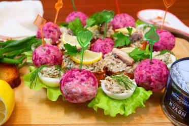 Beet & Cheese Fish Ball Appetizers