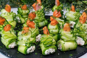 Cucumber Canapés with Red Fish and Creamy Cheese