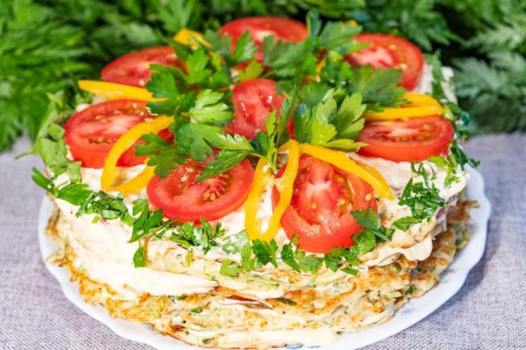 Zucchini and Tomato Herb Snack Cake