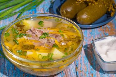 Beef and Barley Rassolnik with Pickles Recipe