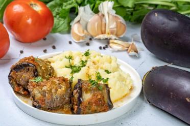 Eggplant-Wrapped Minced Meat Cutlets