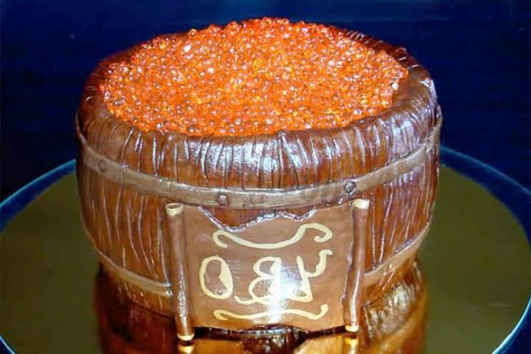 Caviar-Topped Barrel Cake