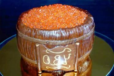Caviar-Topped Barrel Cake