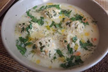 Cheesy Vegetable Chicken Meatball Soup