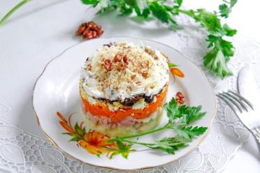 Smoked Chicken, Prune, and Mushroom Salad