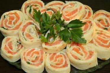 Three-Layer Salmon Lavash Roll